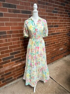 NWT Roller Rabbit For Target Tropical Tiered Maxi Dress Tassel Tie XS